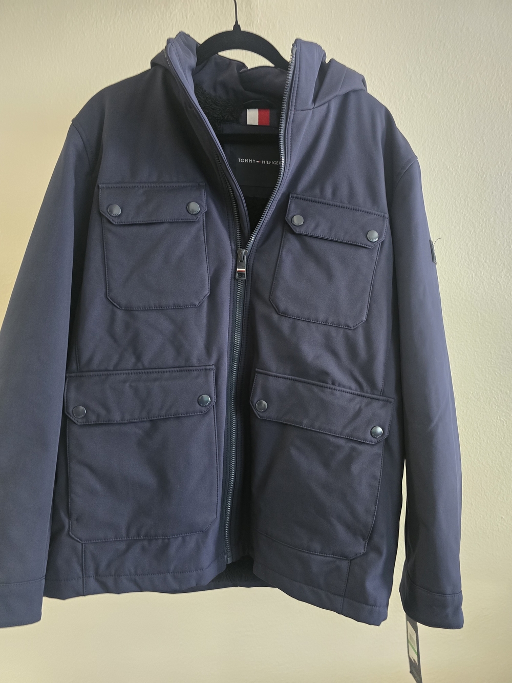 Tommy Hilfiger Navy Hooded Field Jacket with Pocket Details